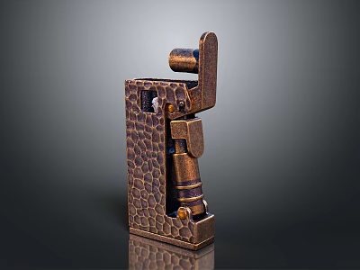Durable Copper Lighter with Textured Surface Compact Design and Push Ignition Mechanism 3d model
