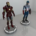 Iron Man And Captain America Action Figures With Detailed Armor Shield On Display Base