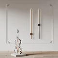 Modern Wall Lamps With Brown Black Sleek Lines On White Wall And Silver Violin