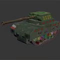 Green Military Tank Model With Red White Markings And Detailed Tracks