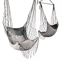 Woven Hanging Chair Set of Two with Mesh Design and Soft Neutral Cushion