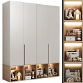 Modern Wardrobe Interior Design With White Panel Doors Metal Handles And Illuminated Storage
