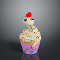 Delicious Cupcake With White Swirl Frosting Colorful Sprinkles Pink Polka Dot Liner And Cherry Topping
