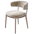 Modern Accent Chair with Soft Velvet Upholstery and Sleek Metal Frame in Neutral Tone