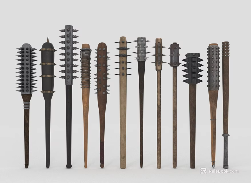 Animal Grooming Tools With Spiked Brushes And Wooden Handles For Pets 3d model 