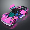 Pink Futuristic Sports Car With Open Doors And Modern Design Elements