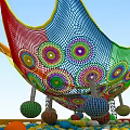 Modern rainbow net playground rainbow ball pool net 3d model