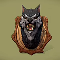 Fierce Wolf Head Wall Decor with Wooden Frame for Home Decoration