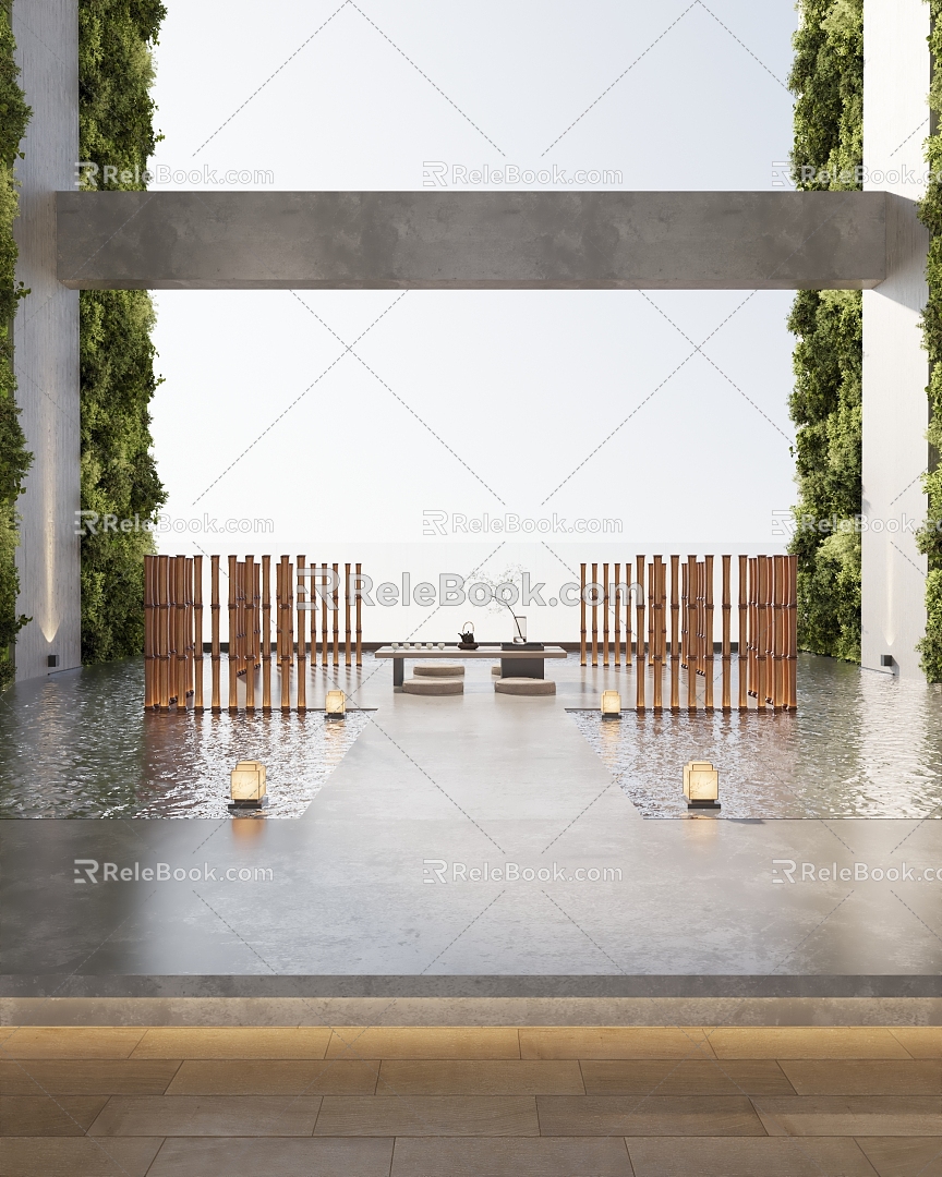 Geological Style Space Santan Reflecting the Moon Vertical Greening Ecological Plant Rest Space Exhibition Space Public Space Tooling 3d model