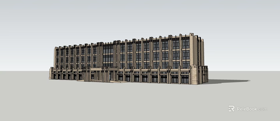 Classical Multi Storey Office Building Featuring Decorative Facade And Large Windows 3d model