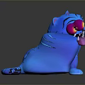 Cartoon Style Glowing Blue Tiger Toy With Sticking Out Tongue And Red Eyes