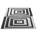 Black and White Square Rug With Modern Geometric Nested Square Design 3d model