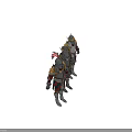 Shiny Metallic Knight Armors Lined Up With Red Feather Cross Symbol And Golden Accents