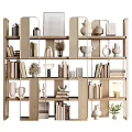 Modern Stylish Multi Tiered Shelf Unit With Books Decorative Vases And Ornaments