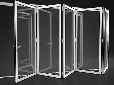 Modern Folding Doors Design With Glass Panels And White Frame 3d model