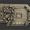 Cartoon Scene Featuring Medieval Castle With Stone Towers Battlements And Sturdy Base