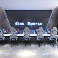 Modern Internet Cafe Interior With Esports Gaming Chairs Computers And Electronic Sports