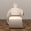 Modern Single Chair With Unique Human Shape Design White Leather And Metal Frame