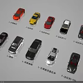 Various Car Models in Different Colors and Styles on 3d model