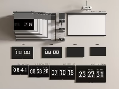 Multiple Television Screens With Various Digital Time And Number Display Designs 3d model