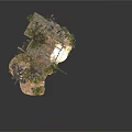 Detailed Modern Terrain Model With Ancient Ruins Stones And Lush Green Vegetation