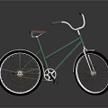 Green Tricycle Bicycle With Brown Seat White Handlebars And Silver Wheels On Gray Background