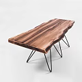 Rustic Wooden Dining Table With Natural Grain And Black Metal Hairpin Legs