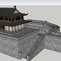 Ancient Chinese Architecture With City Wall And Multi Story Pavilion Traditional Roof