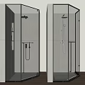 Modern Corner Shower Enclosure With Glass Doors And Black Metal Frame