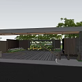 Modern Entrance Gate Design With Wooden Panels Greenery And Ambient Lighting