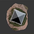 White Pyramid Architectural Structure with Green Grass at the Base and Stone Design