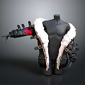 Black Leather Coat With White Fur Collar And Metal Buckles For Daily Wear