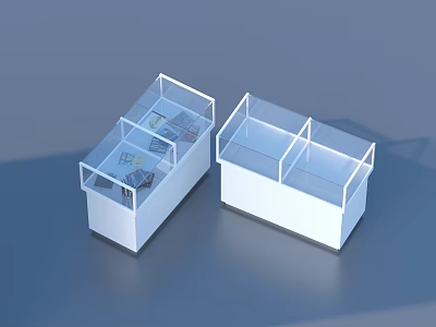 Double Glass Door Display Cabinets For Household Items With White Base And Storage 3d model