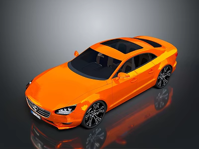 Orange Sports Car with Black Roof and Sleek Modern Design Alloy Wheels on Reflective Surface 3d model