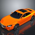 Orange Sports Car with Black Roof and Sleek Modern Design Alloy Wheels on Reflective Surface