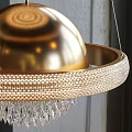 Modern Crystal Chandeliers With Gold Round Frame And Dangling Crystal Pendants