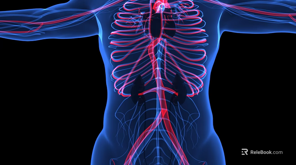 Detailed Chest Organs Anatomical Structure With Heart Ribs And Blood Vessels 3d model 