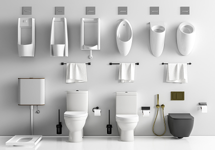 Modern toilet urinal combination 3d model