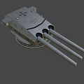 Triple Barrel Naval Gun Military Weapon With Metal Structure And Markings