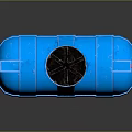 Blue Cylindrical Water Tank With Black Lid And Support Legs Structure