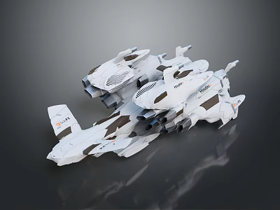Futuristic Cosmic Spacecraft With White Brown Exterior And Multi Engine Structure For Exploration Missions 3d model
