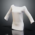 White Knitted Long Sleeve Top With Side Slit Displayed On Dark Surface