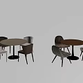 Modern Round Table and Chair Combinations with Light Dark Wood and Gold Black Legs