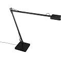 Adjustable Black Desk Lamp with Extended Arm Square Base and Flat Light Head 3d model