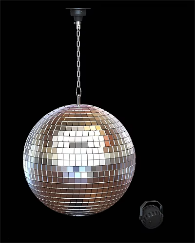 Mirrored Disco Ball Chandelier Suspended By Chain With Sparkling Reflective Tiles 3d model