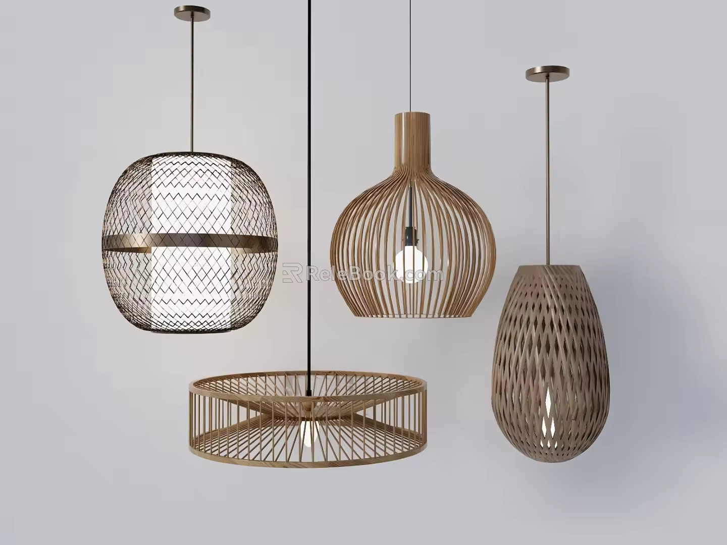 New Chinese Chandelier Rattan Chandelier 3d model