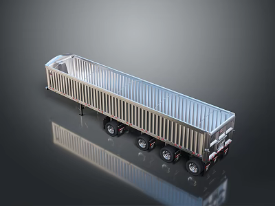 Heavy Duty Aluminum Cargo Trailer With Long Bed And Multiple Wheels For Transport 3d model
