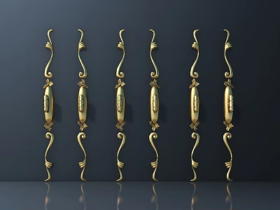 Golden Carved Decorative Strips With Intricate Curves And Ornate Patterns 3d model