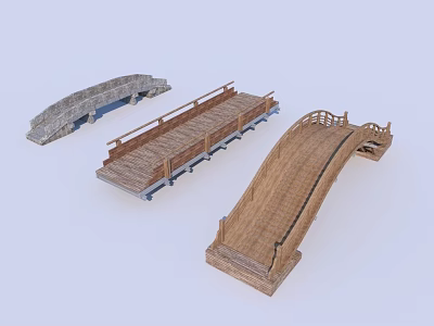 Stone and Wooden Bridge Models With Different Architectural Designs and Structures 3d model
