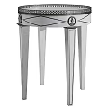 Elegant Bar Stool With Geometric Pattern And Decorative Emblem On Tapered Legs Design 3d model